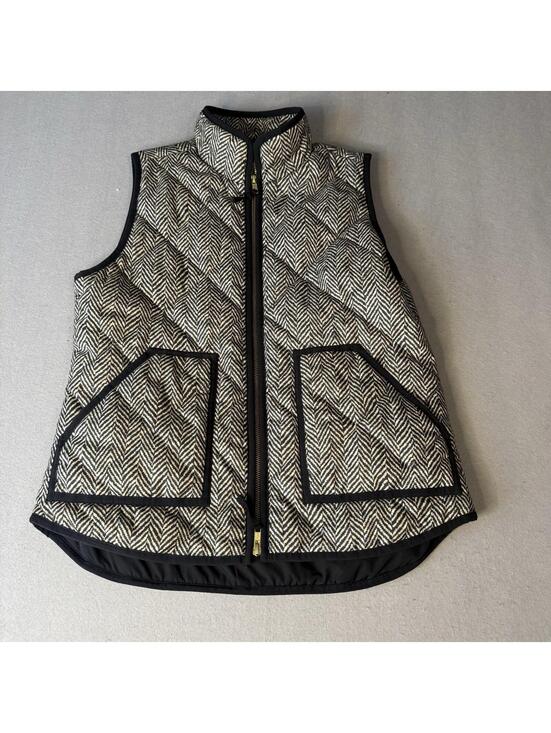 J. Crew Jackets & Blazers - J Crew Vest Women's  Black Chevron Quilted Zip Puffer Goose Down Insulated
